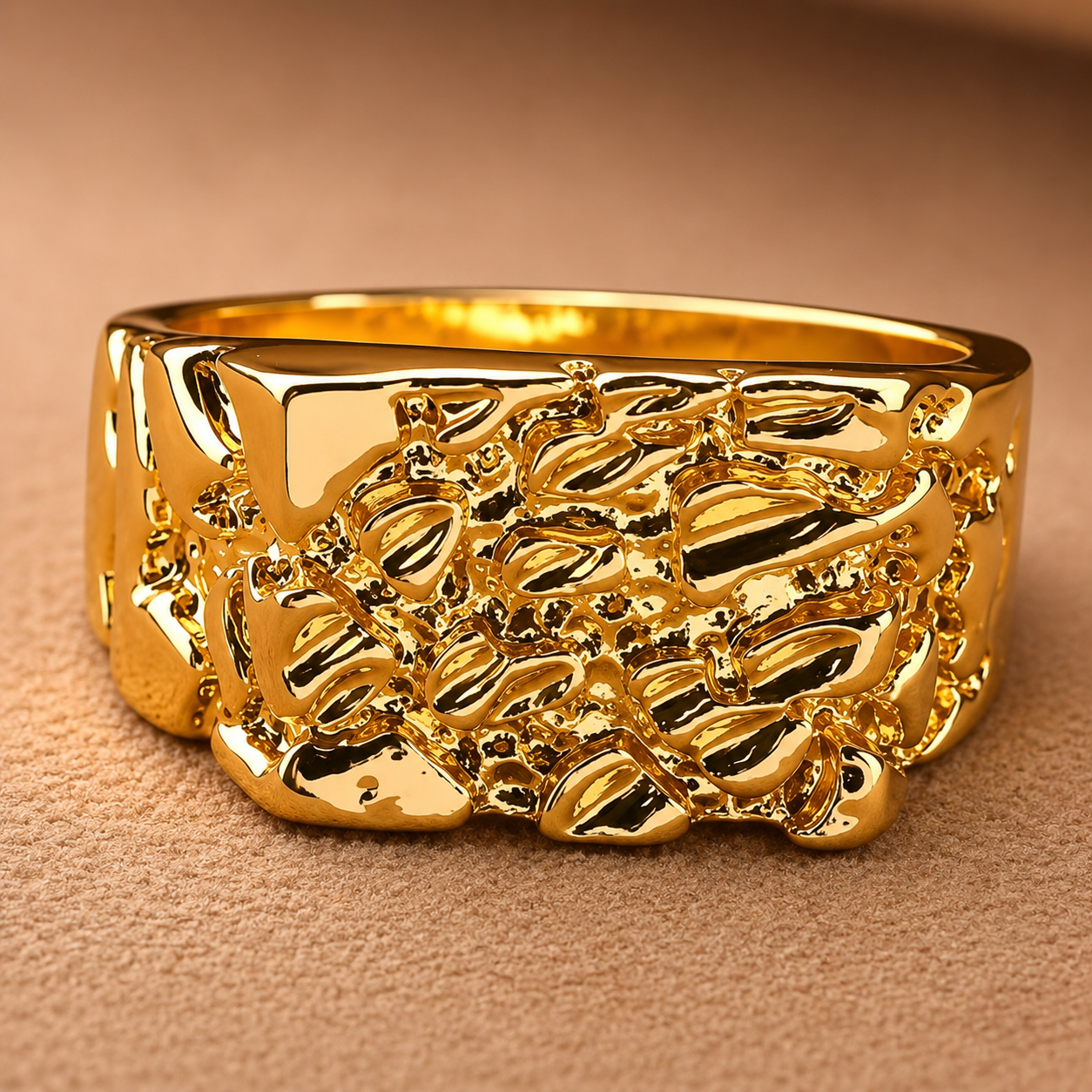 Men Nugget Ring Gold Plated
