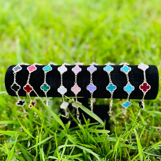Gold Plated 4 Leaf Clover Bracelet multiple colors