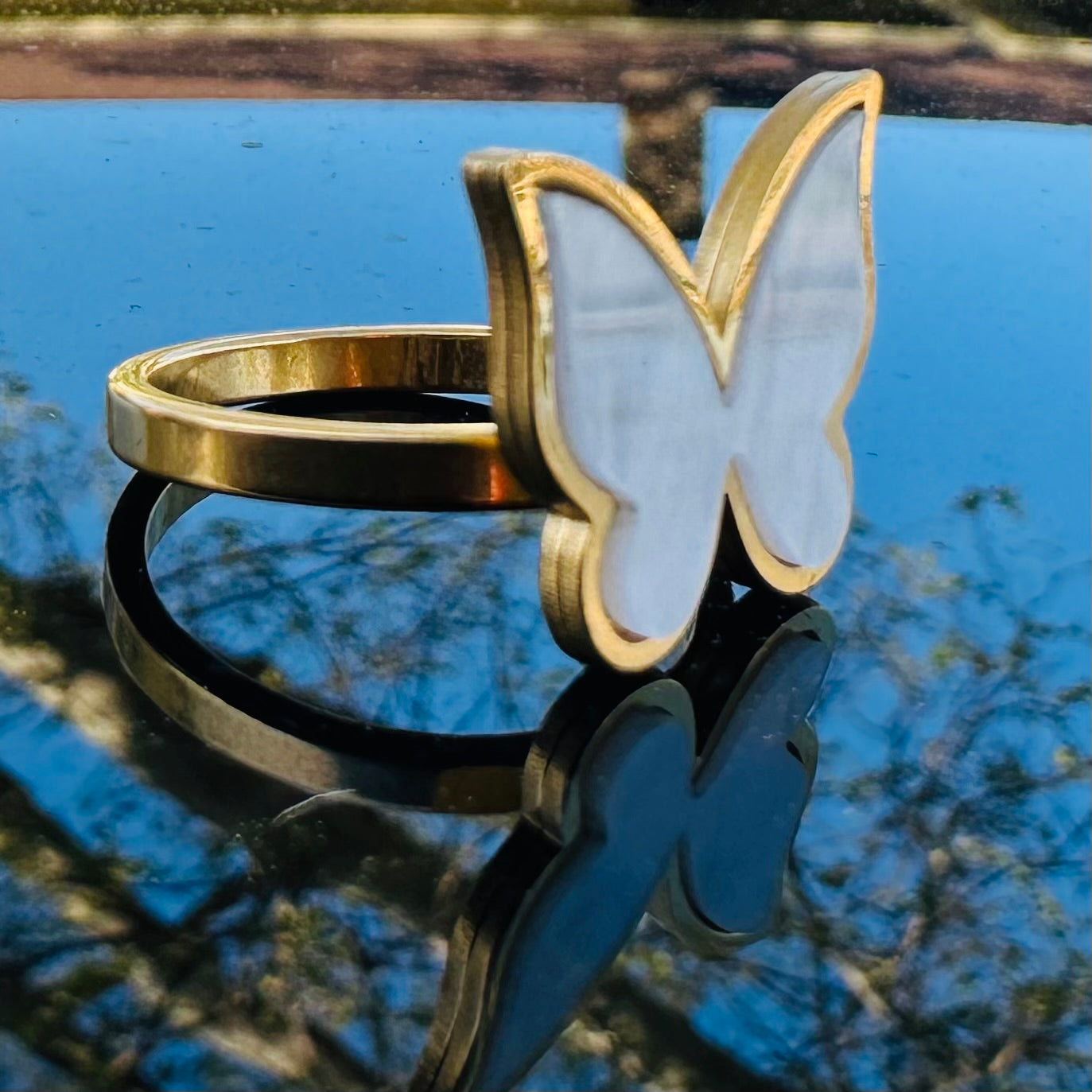 Women Butterfly Gold Plated Ring