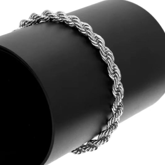 Unisex 925 Silver Plated Rope Bracelet