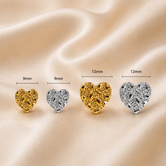 Gold/Silver Plated Nugget Heart Earrings