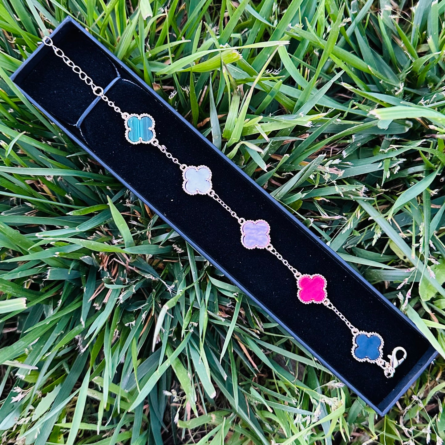 Gold Plated 4 Leaf Clover Bracelet multiple colors