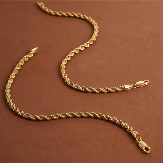 Unisex 14K Gold Plated Rope Bracelet