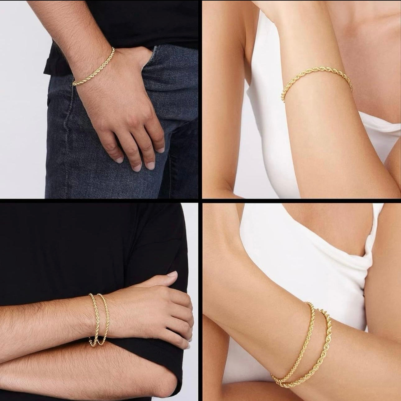 Unisex 14K Gold Plated Rope Bracelet
