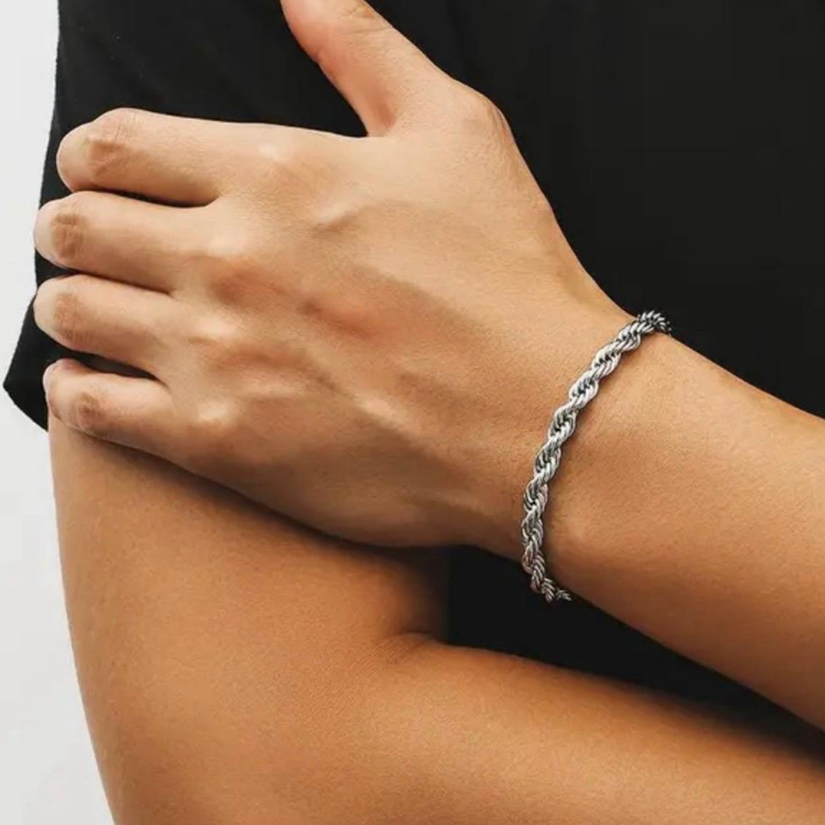 Unisex 925 Silver Plated Rope Bracelet