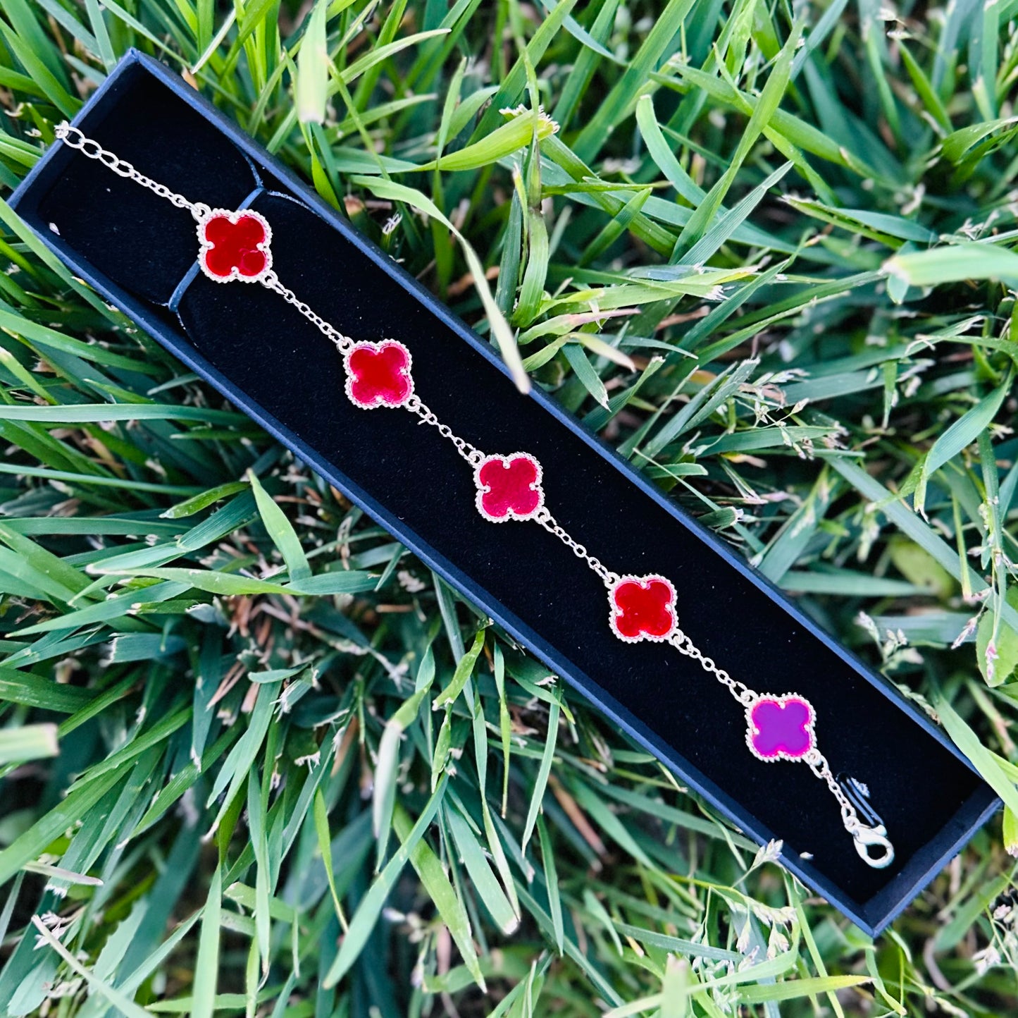 Gold Plated 4 Leaf Clover Bracelet multiple colors