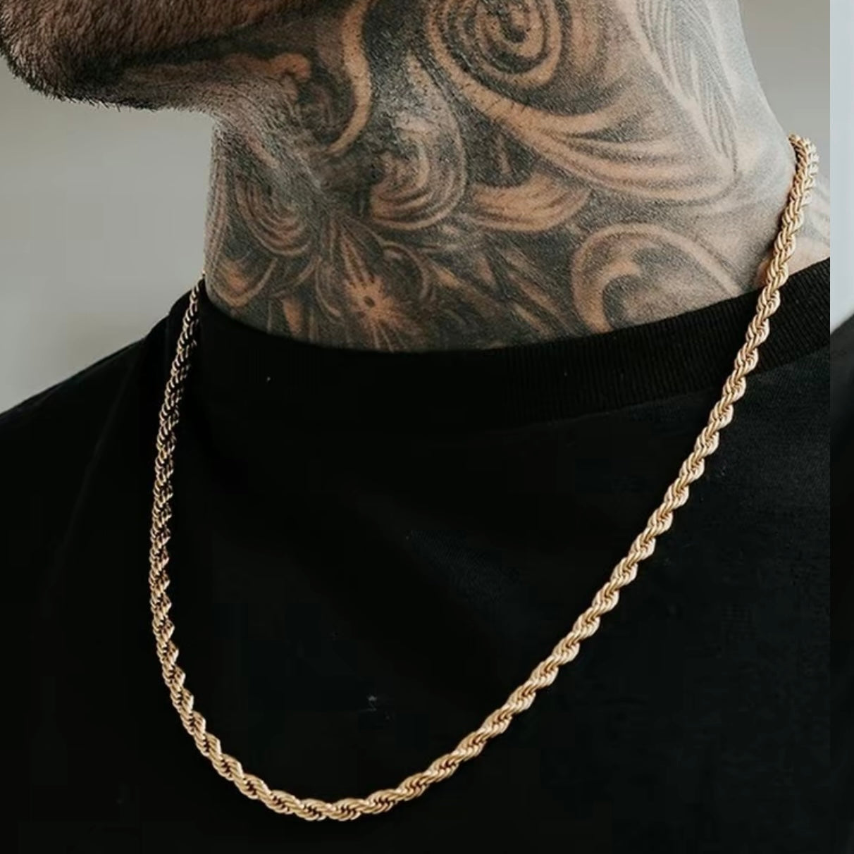 Unisex 14K Gold Plated Rope Necklace Chain