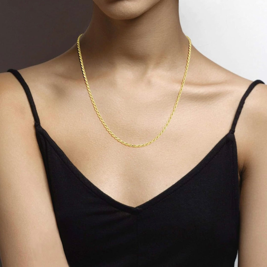 Unisex 14K Gold Plated Rope Necklace Chain