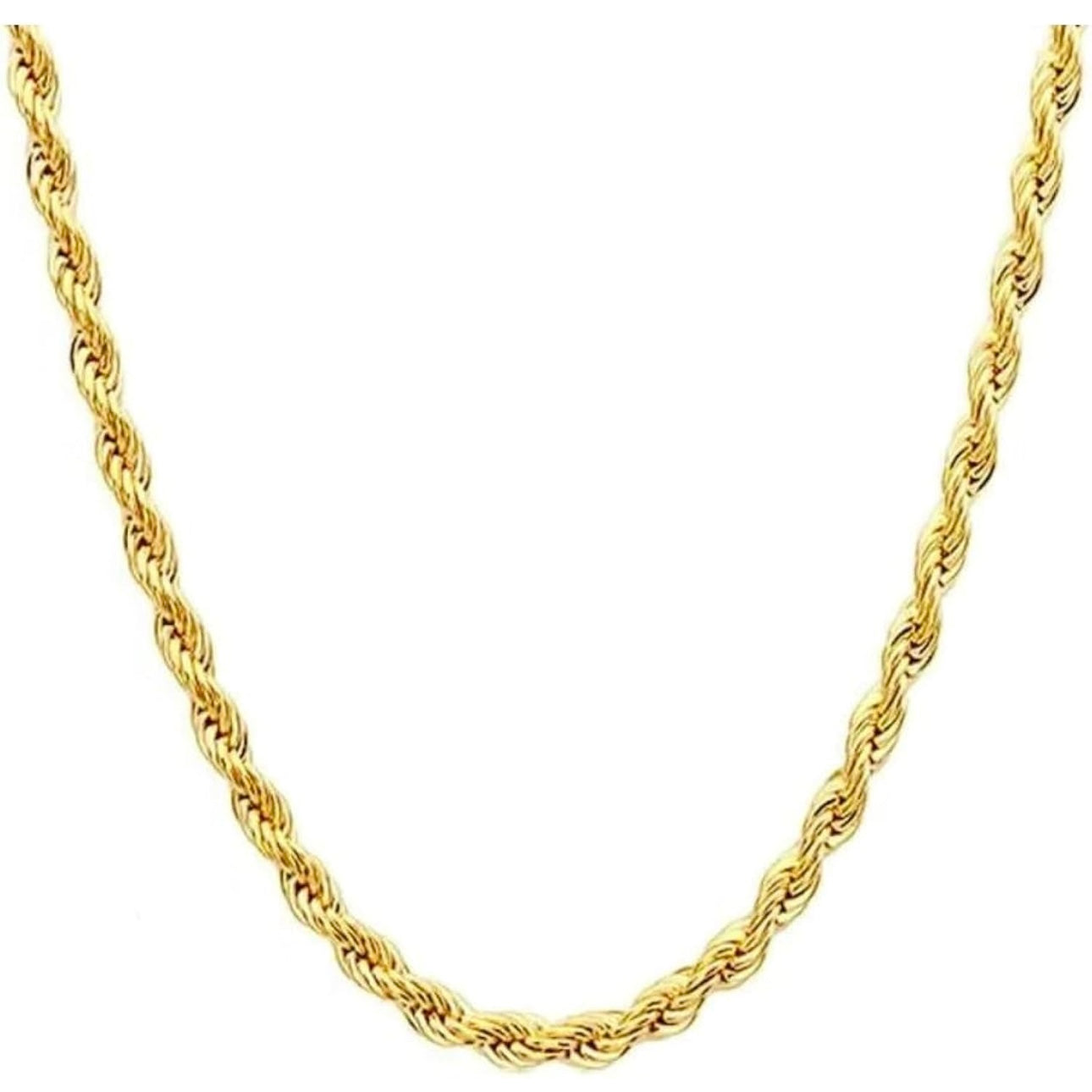 Unisex 14K Gold Plated Rope Necklace Chain