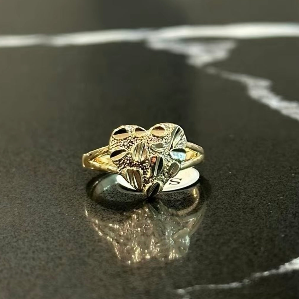 Women Nugget Ring Heart Shape Gold Plated