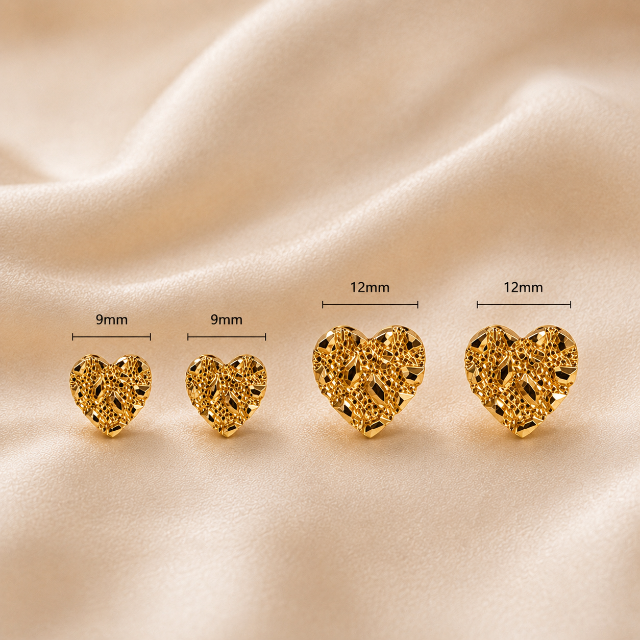 Gold/Silver Plated Nugget Heart Earrings
