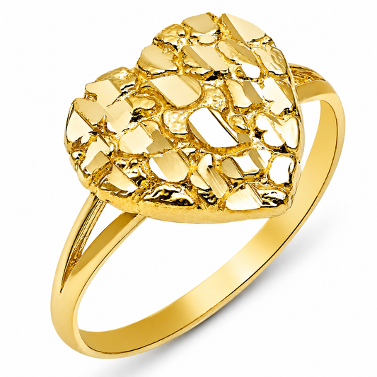 Gold/Silver Plated Heart Nugget Ring