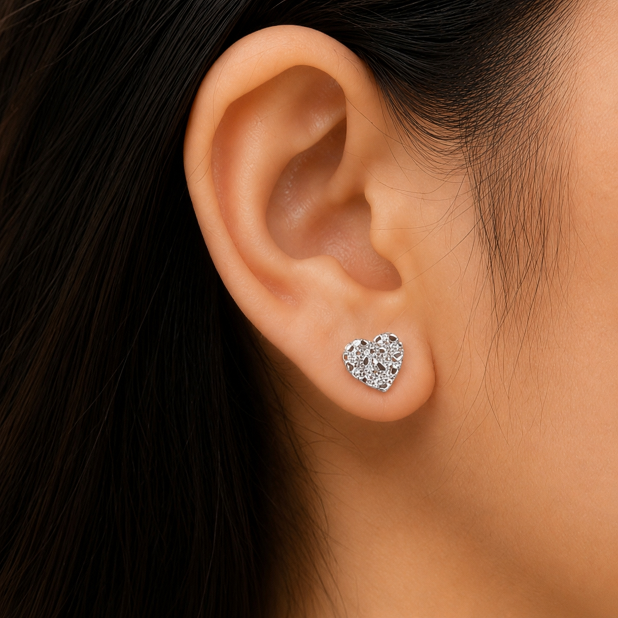 Gold/Silver Plated Nugget Heart Earrings