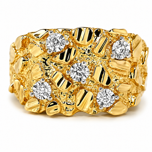 Gold Plated Nugget Ring With Stones