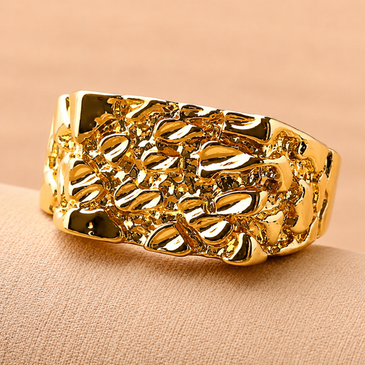 Men Nugget Ring Gold Plated