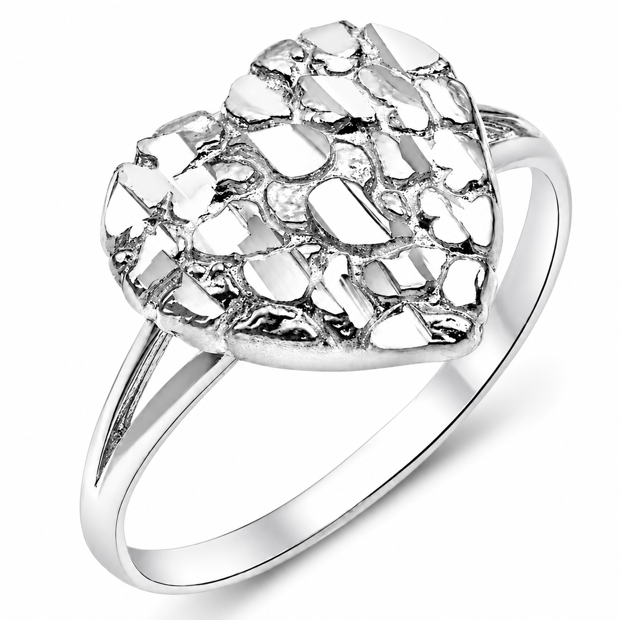 Gold/Silver Plated Heart Nugget Ring