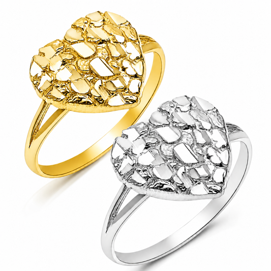 Gold/Silver Plated Heart Nugget Ring
