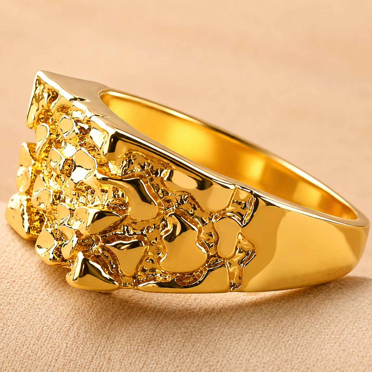 Men Nugget Ring Gold Plated