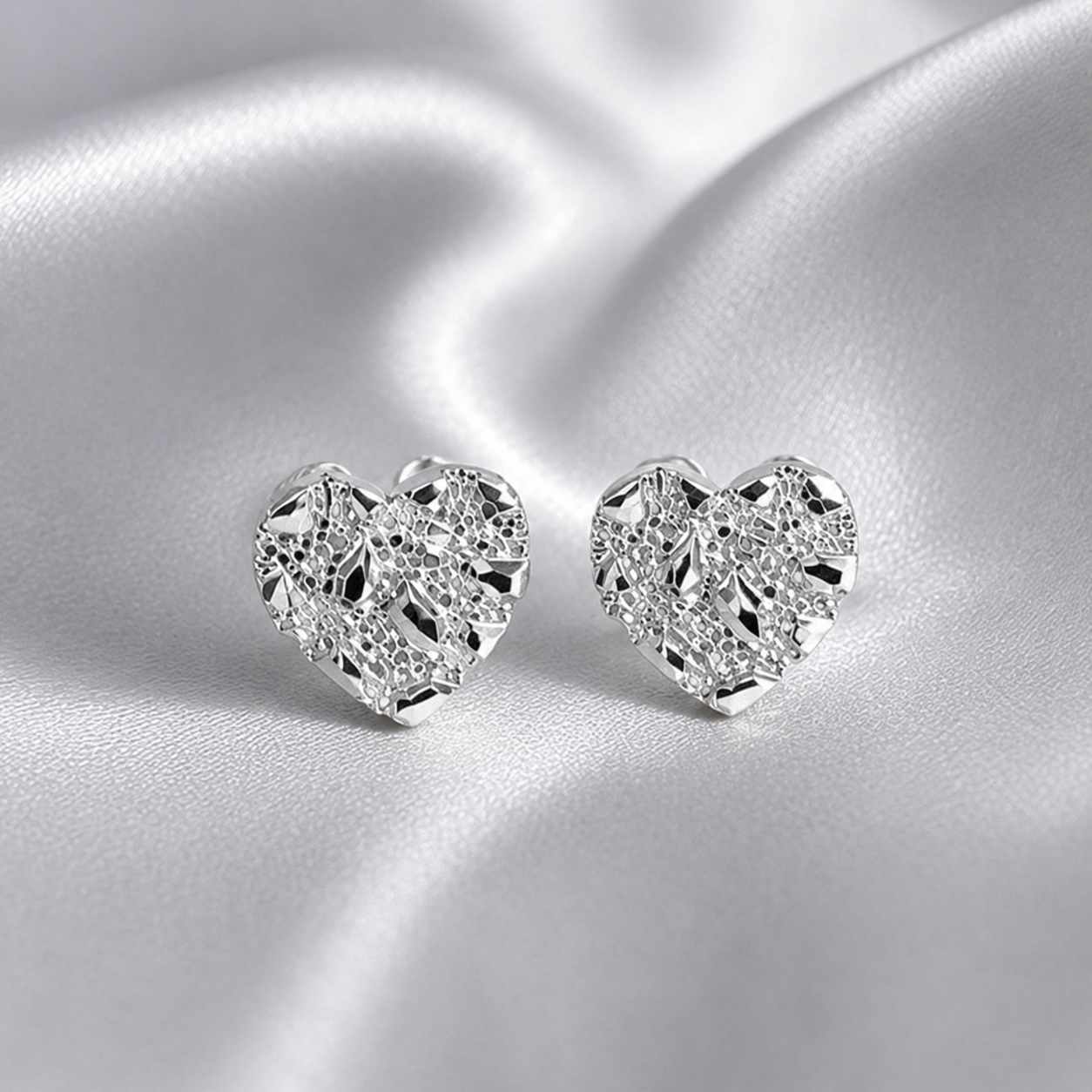 Gold/Silver Plated Nugget Heart Earrings
