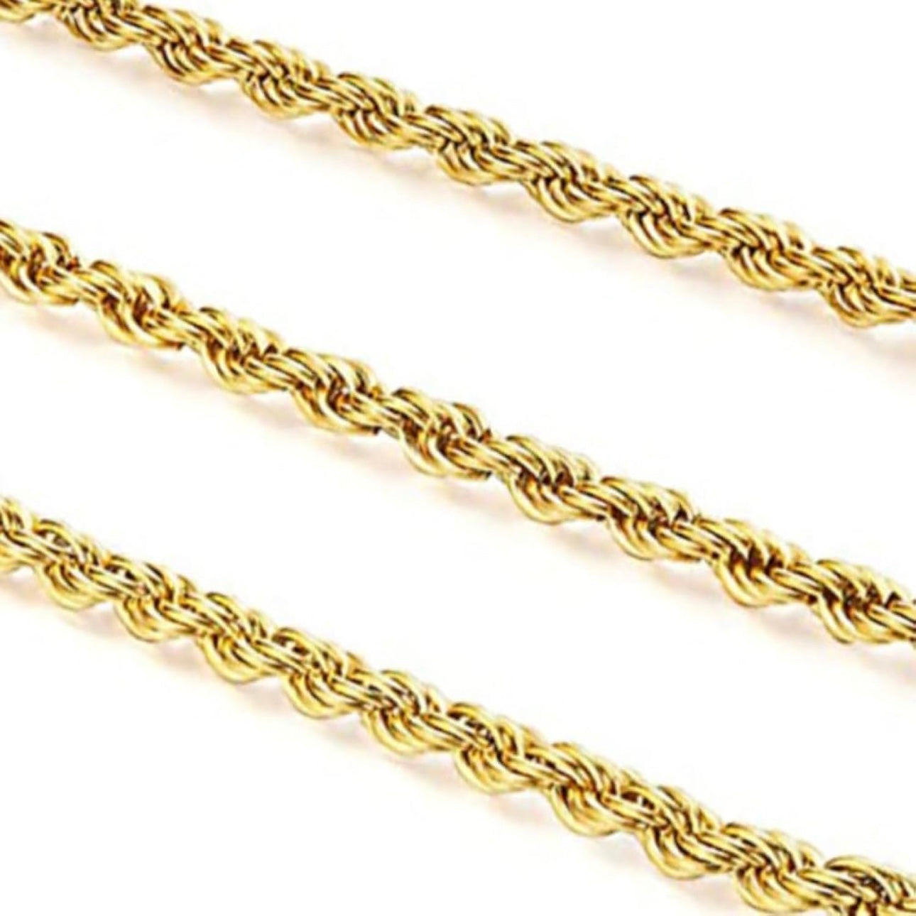Unisex 14K Gold Plated Rope Necklace Chain