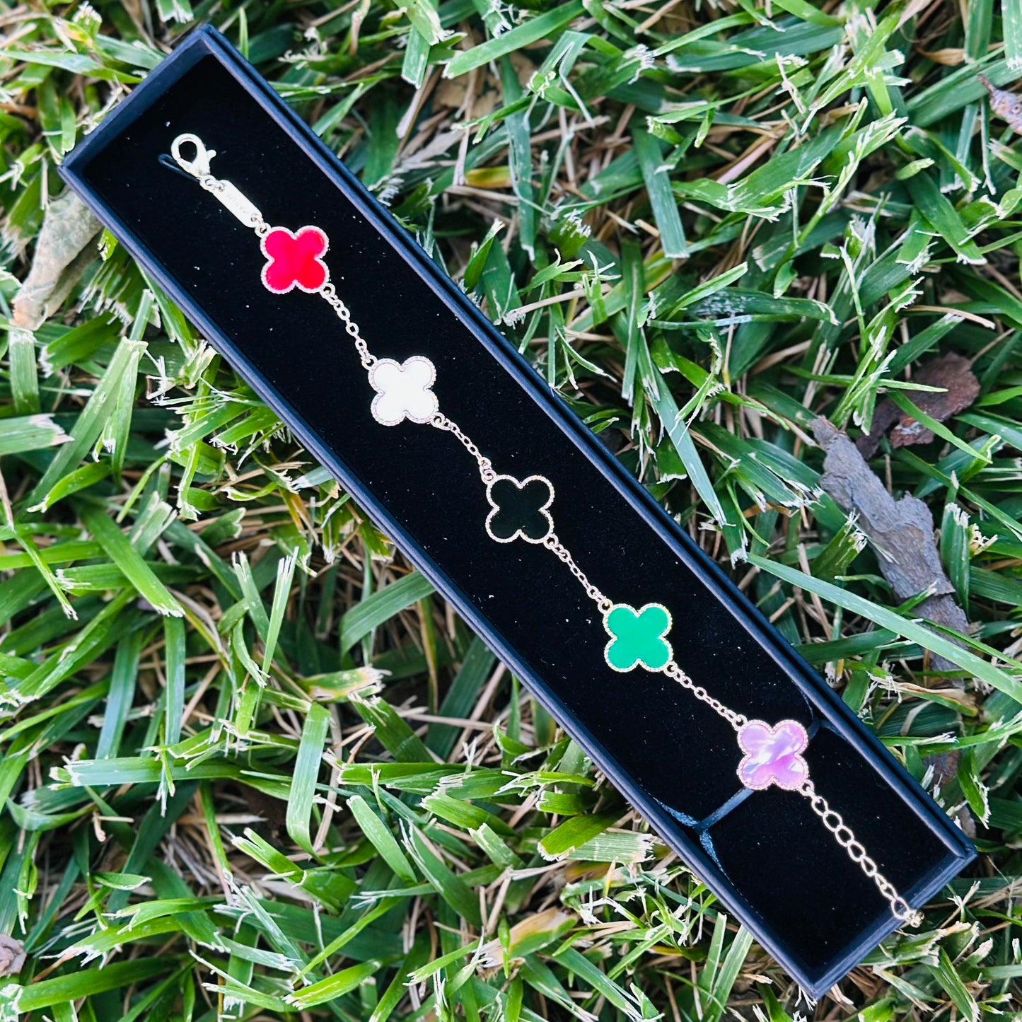 Gold Plated 4 Leaf Clover Bracelet multiple colors