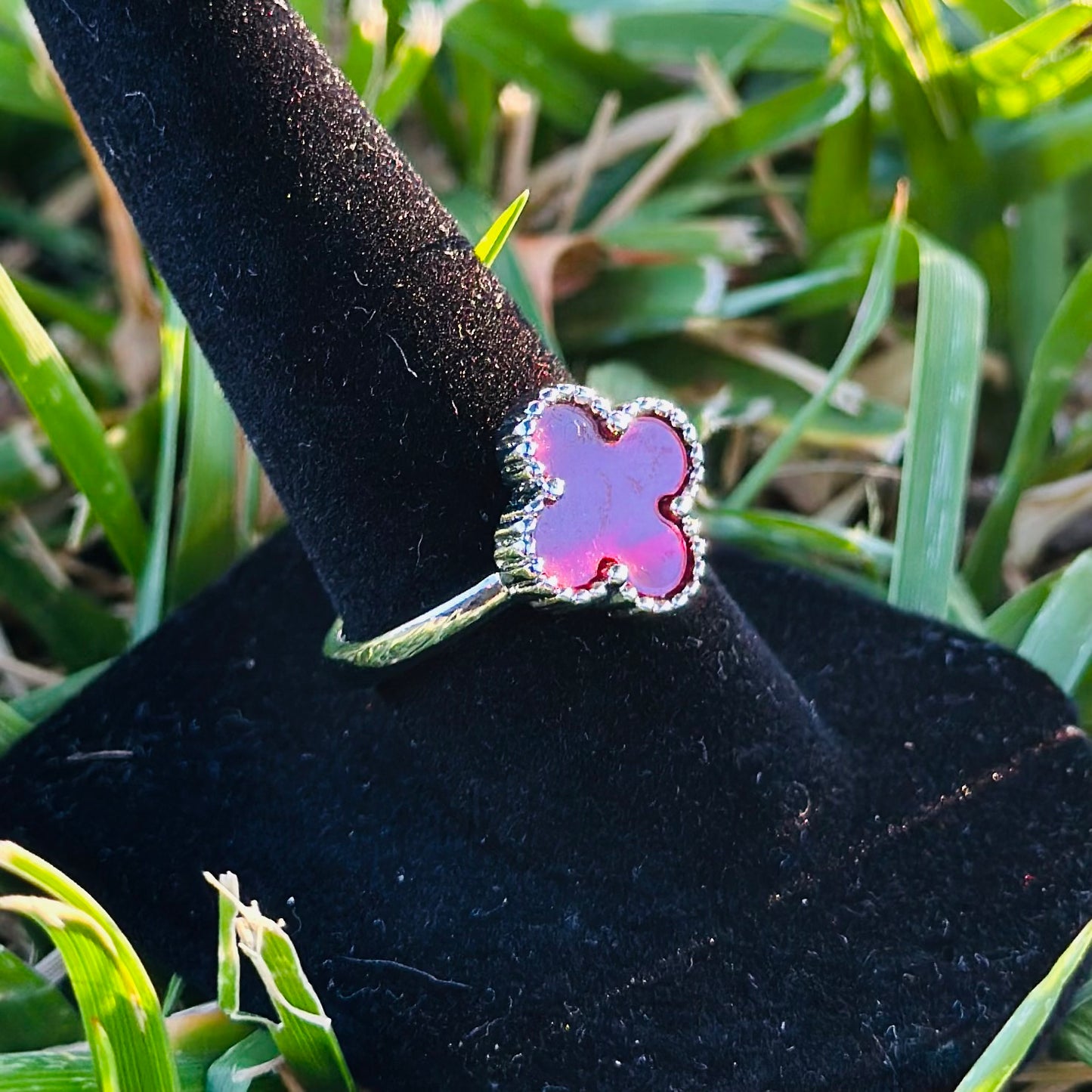 Adjustable Clover Rings - Silver Plated