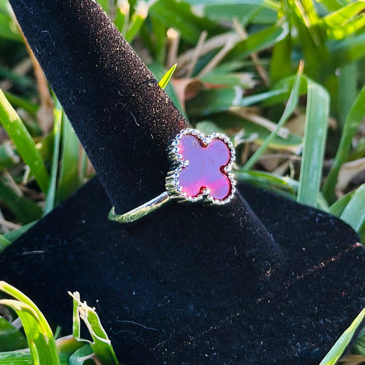 Adjustable Clover Rings - Silver Plated