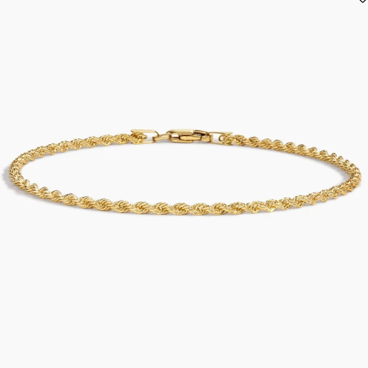 Unisex Ultra Thin 14K Gold Plated Rope Bracelet
