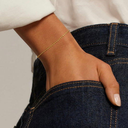 Unisex Ultra Thin 14K Gold Plated Rope Bracelet