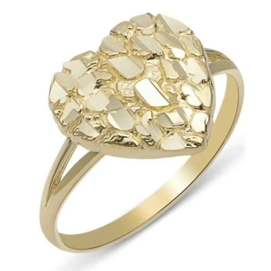 Women Nugget Ring Heart Shape Gold Plated