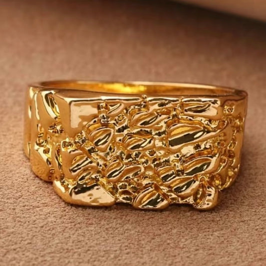 Men Nugget Ring Gold Plated